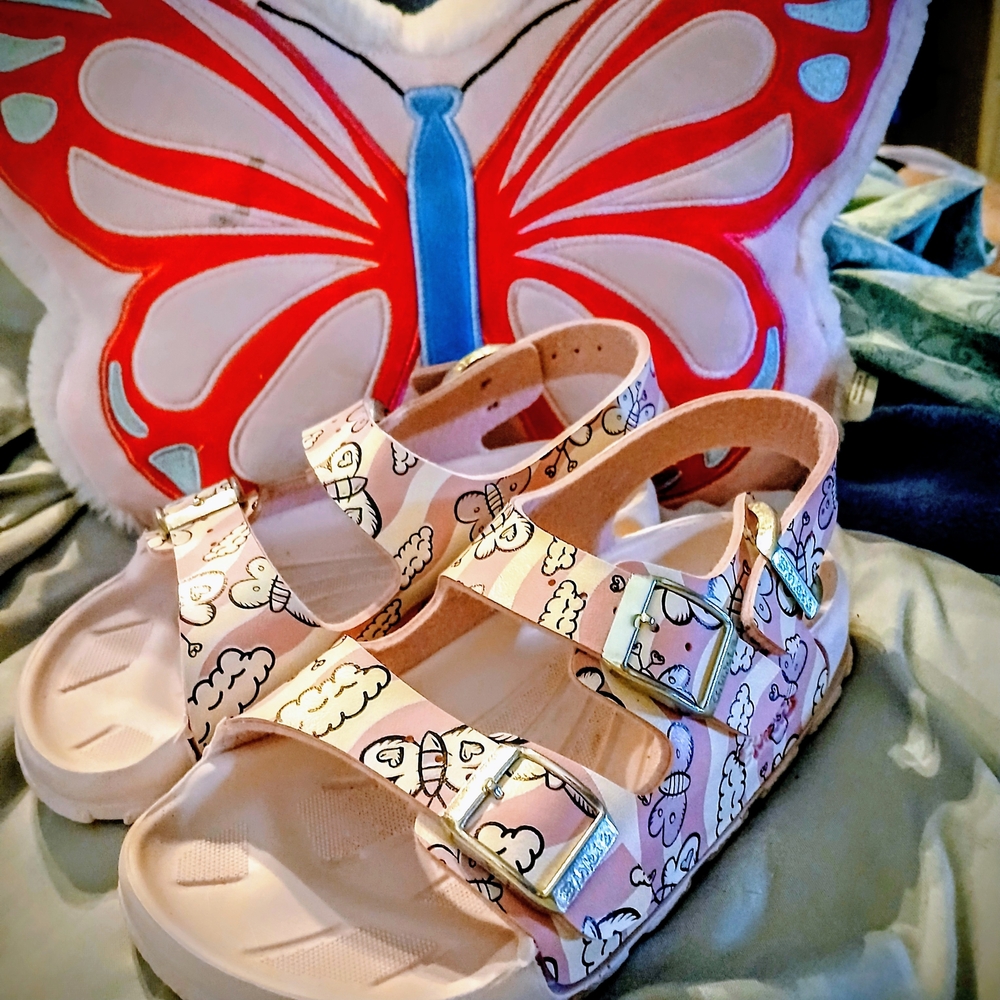 Birkenstock Pink Cloud and Butterfly Kids Sandals